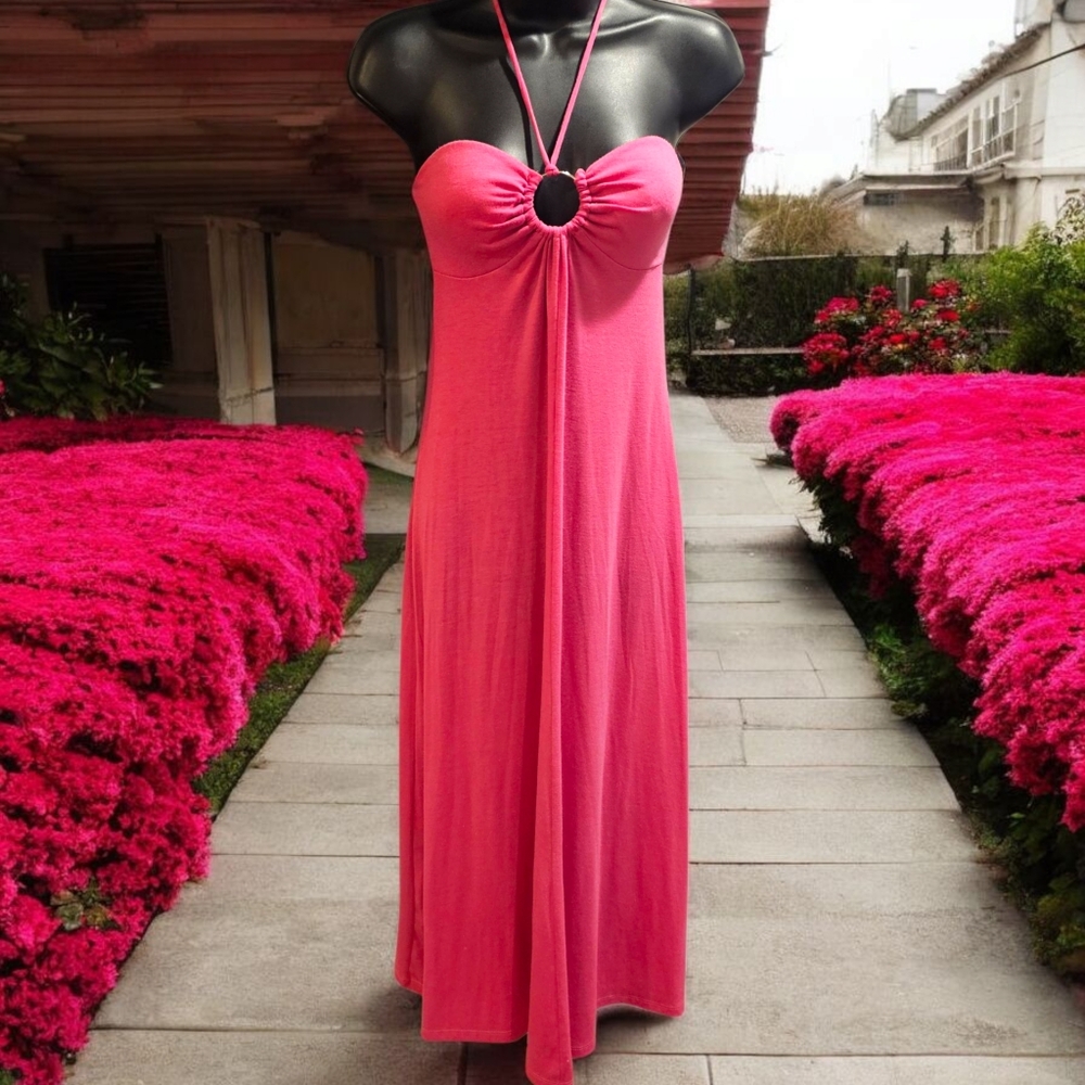 Shimmering Pink Y2K Maxi Dress